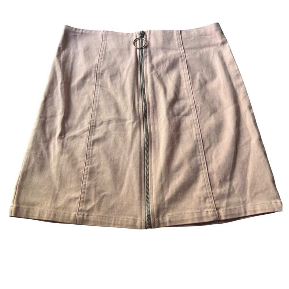 NWT Francesca's Alya Blush Pink Zip Front O-Ring‎ Denim Skirt fairy Y2K BLUSH M